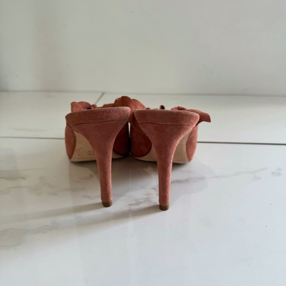 Loeffler Randall Langley Heel Suede Ruffle Mules Dusty Rose - Picture 5 of 7